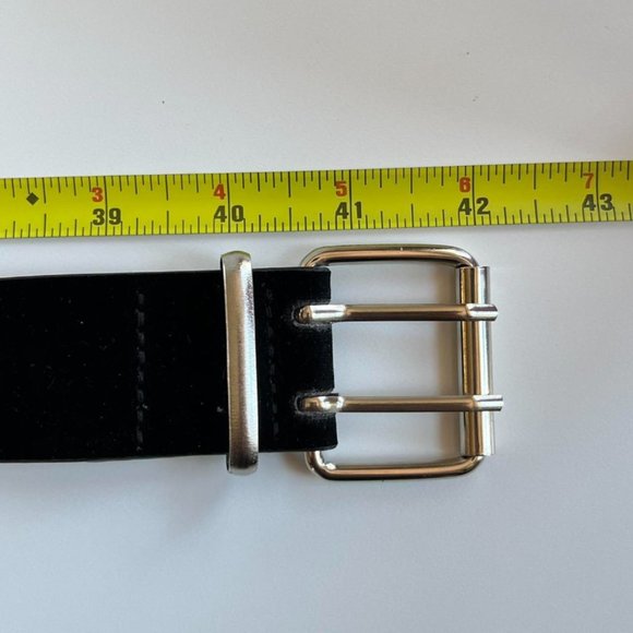 Y2K 2000s round studded black and silver velour grunge emo belt - Picture 8 of 8